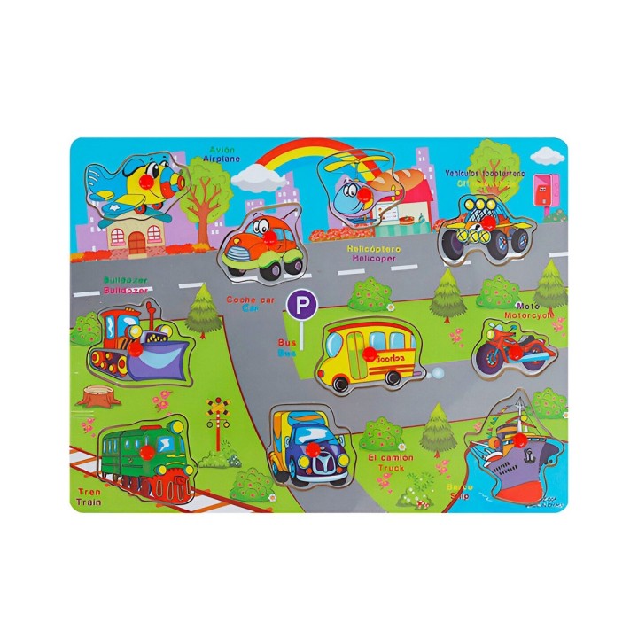 Tablero De Madera De Encastre Figura Lenguaje Multicolor