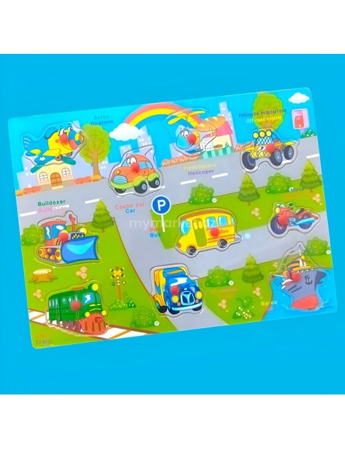 Tablero De Madera De Encastre Figura Lenguaje Multicolor