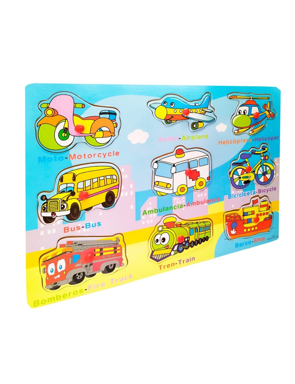Tablero De Madera De Encastre Figura Lenguaje Multicolor