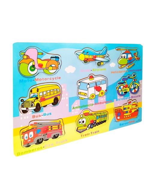 Tablero De Madera De Encastre Figura Lenguaje Multicolor