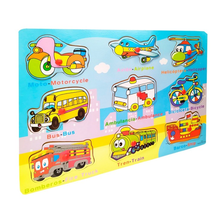 Tablero De Madera De Encastre Figura Lenguaje Multicolor