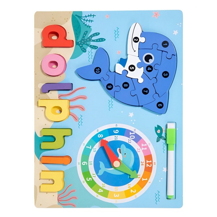 Rompecabezas Figura De Animal 2 En 1 Tablero Didactico Niños