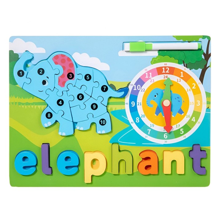 Rompecabezas Figura De Animal 2 En 1 Tablero Didactico Niños