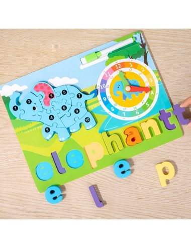 Rompecabezas Figura De Animal 2 En 1 Tablero Didactico Niños