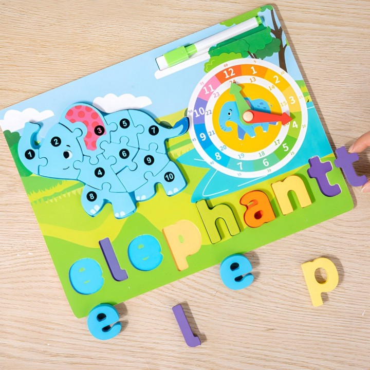 Rompecabezas Figura De Animal 2 En 1 Tablero Didactico Niños