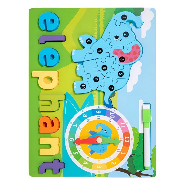 Rompecabezas Figura De Animal 2 En 1 Tablero Didactico Niños