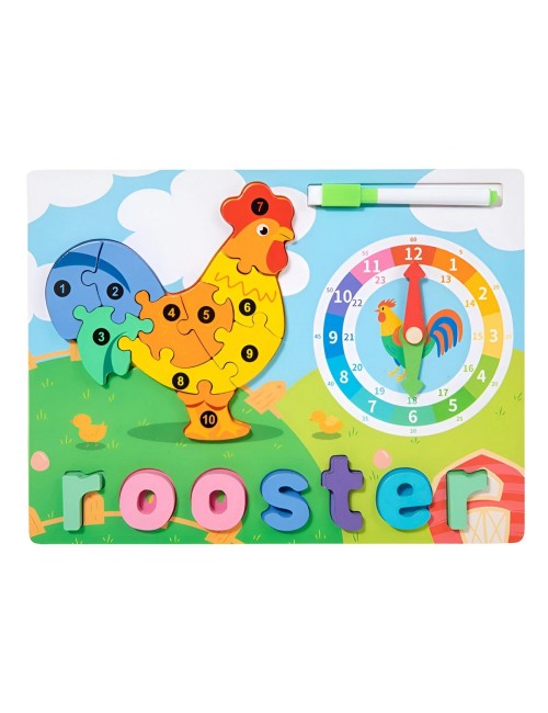 Rompecabezas Figura De Animal 2 En 1 Tablero Didactico Niños