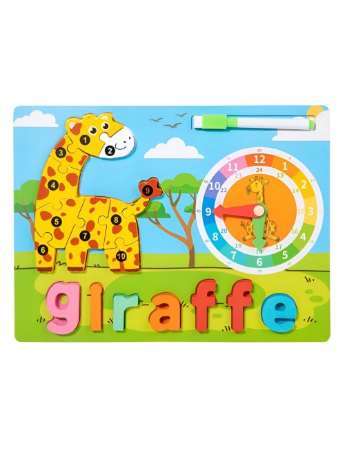 Rompecabezas Figura De Animal 2 En 1 Tablero Didactico Niños