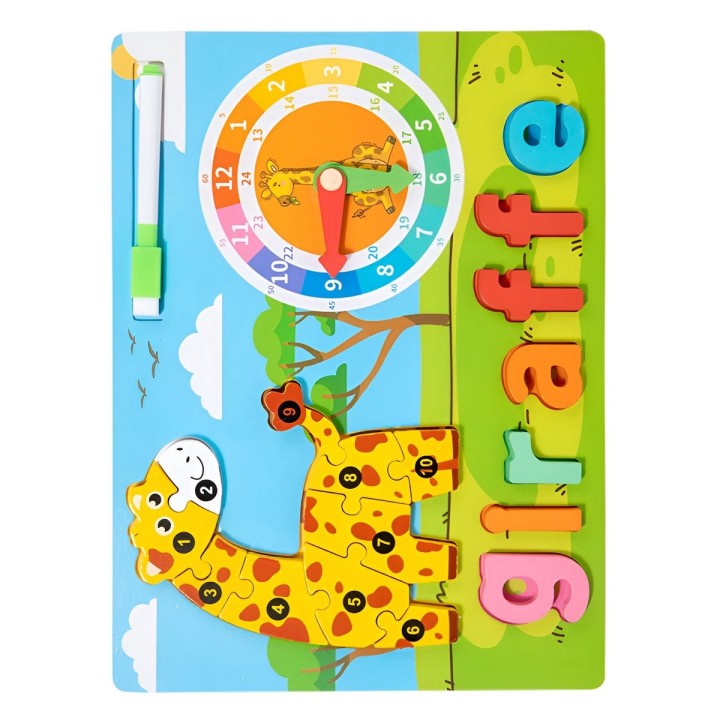 Rompecabezas Figura De Animal 2 En 1 Tablero Didactico Niños