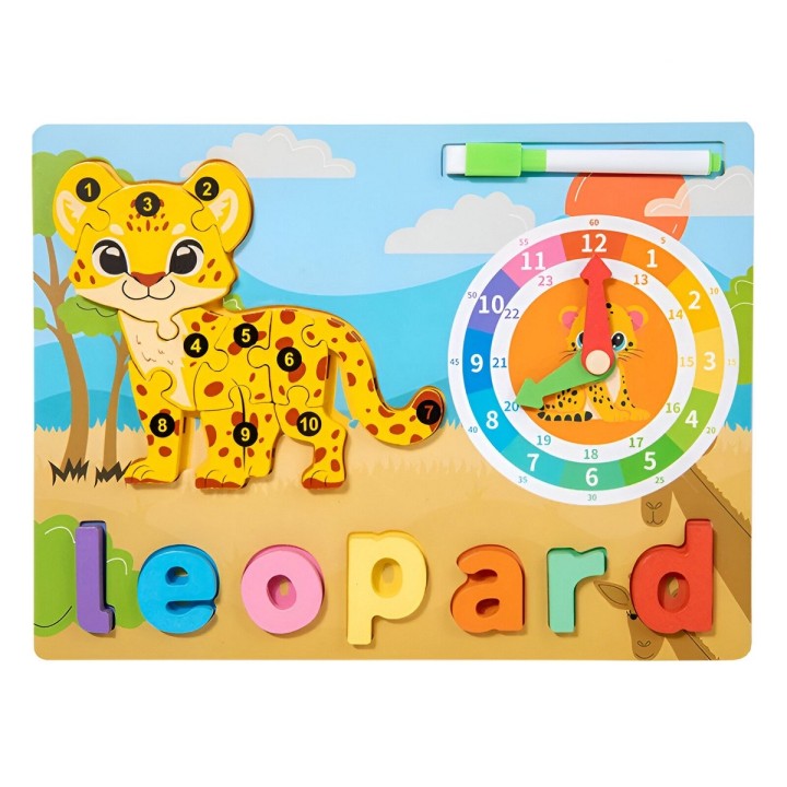 Rompecabezas Figura De Animal 2 En 1 Tablero Didactico Niños