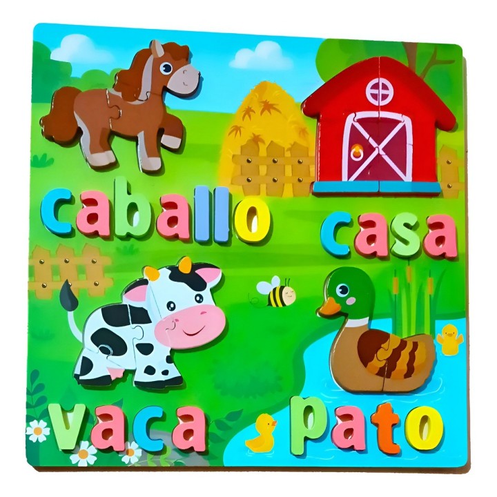 Juego De Mesa Rompecabeza Puzzle Figura Con Letra Multicolor