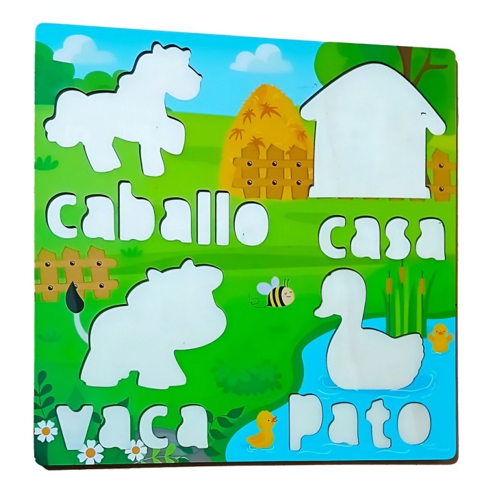 Juego De Mesa Rompecabeza Puzzle Figura Con Letra Multicolor