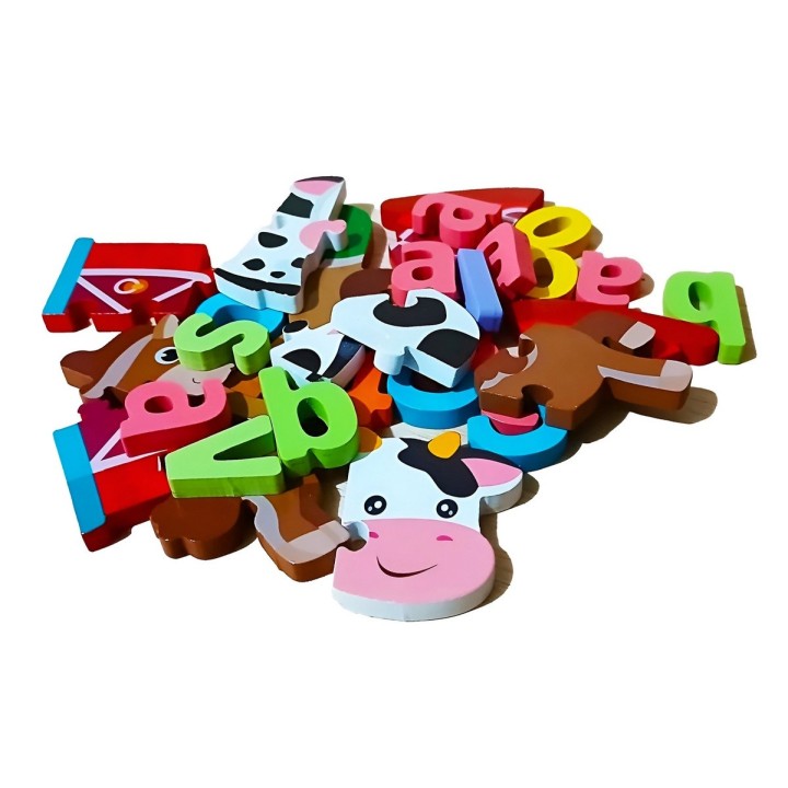 Juego De Mesa Rompecabeza Puzzle Figura Con Letra Multicolor