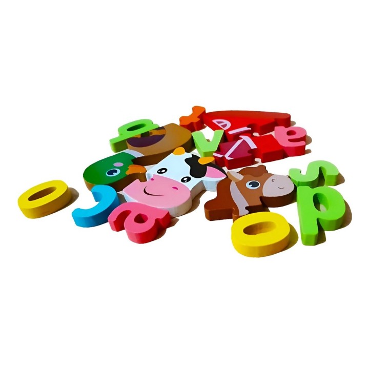 Juego De Mesa Rompecabeza Puzzle Figura Con Letra Multicolor