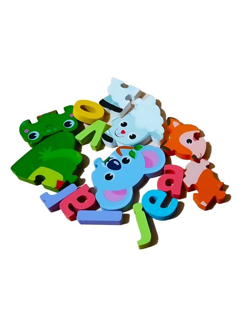 Juego De Mesa Rompecabeza Puzzle Figura Con Letra Multicolor