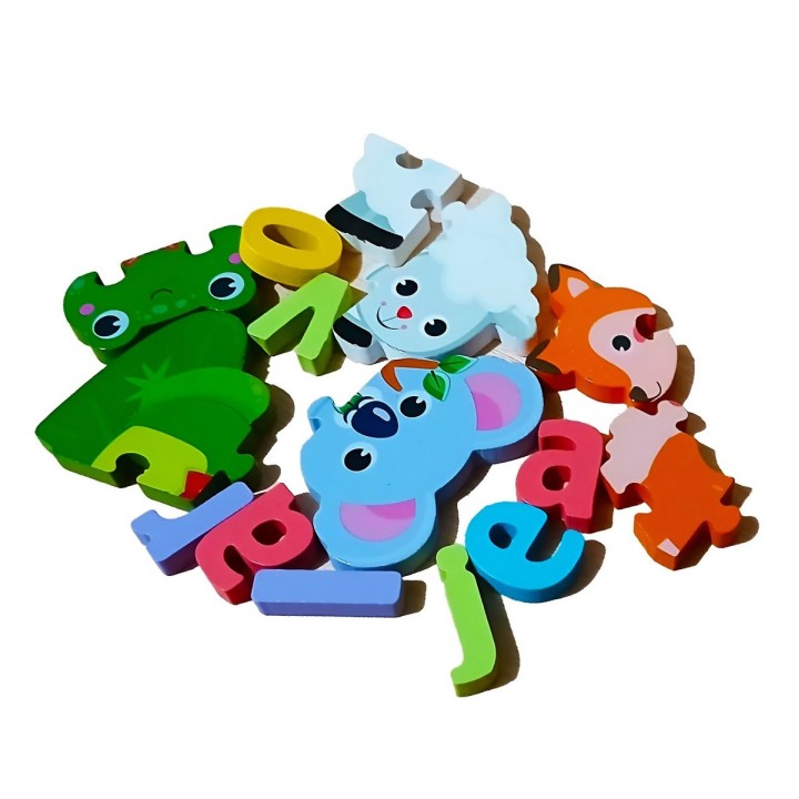 Juego De Mesa Rompecabeza Puzzle Figura Con Letra Multicolor