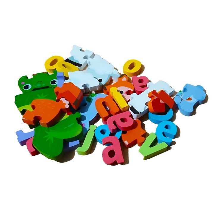 Juego De Mesa Rompecabeza Puzzle Figura Con Letra Multicolor