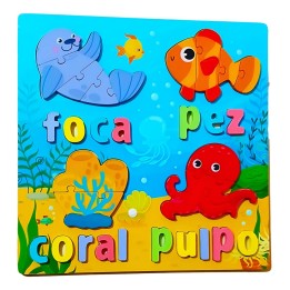 Juego De Mesa Rompecabeza Puzzle Figura Con Letra Multicolor