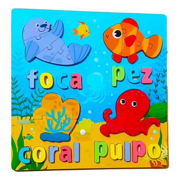 Juego De Mesa Rompecabeza Puzzle Figura Con Letra Multicolor