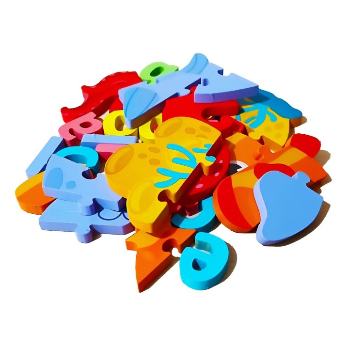 Juego De Mesa Rompecabeza Puzzle Figura Con Letra Multicolor