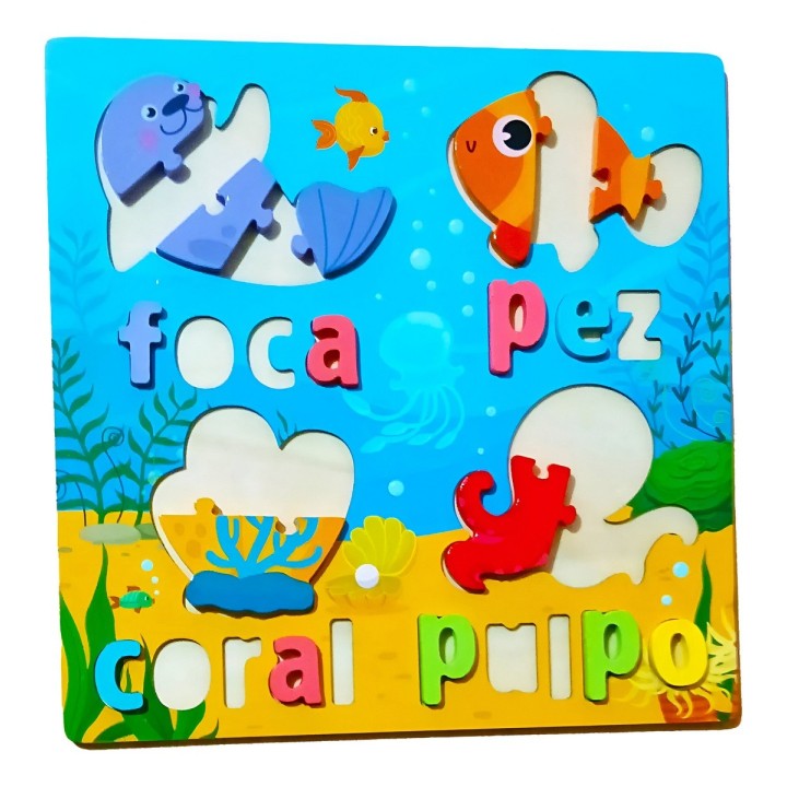 Juego De Mesa Rompecabeza Puzzle Figura Con Letra Multicolor