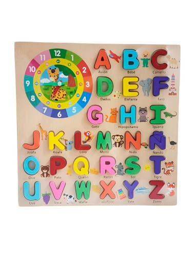 Juego Encastre Abecedario Figura Reloj Didactico Aprendizaje