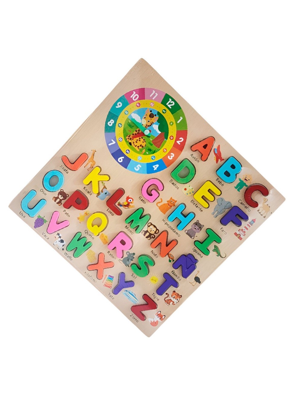 Juego Encastre Abecedario Figura Reloj Didactico Aprendizaje