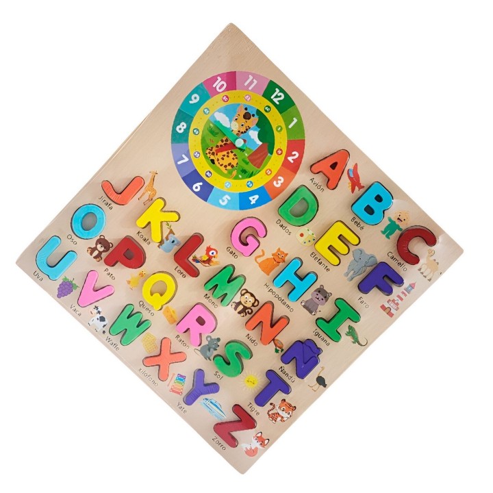 Juego Encastre Abecedario Figura Reloj Didactico Aprendizaje