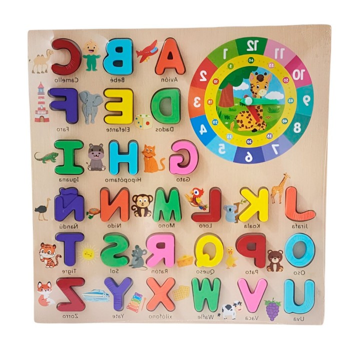 Juego Encastre Abecedario Figura Reloj Didactico Aprendizaje