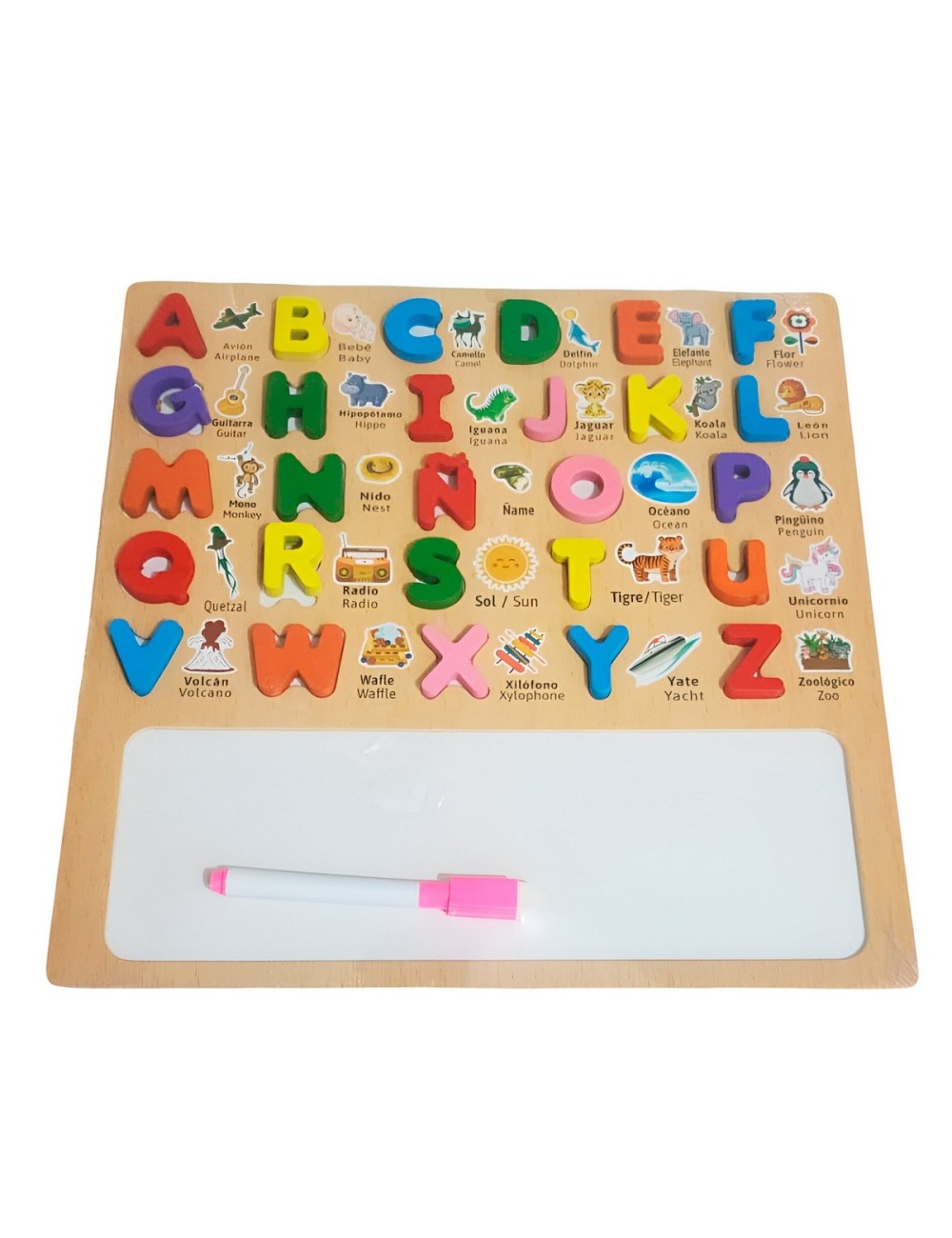 Juego Madera Encastre Tablero Abecedario Ingles Didactico