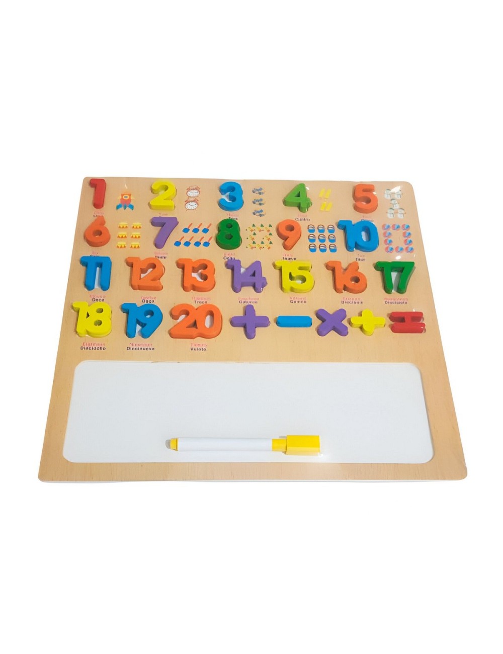 Juego Madera Encastre Tablero Numeros Ingles Didactico