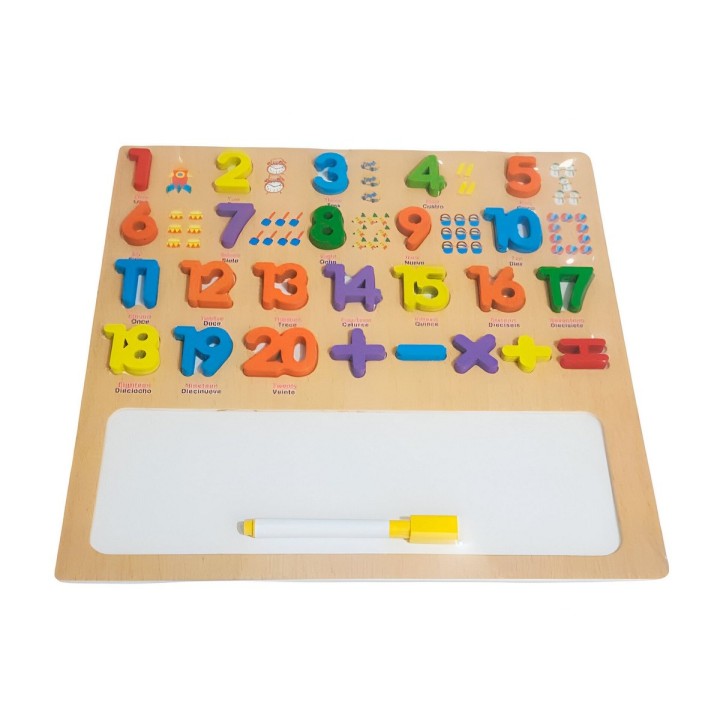 Juego Madera Encastre Tablero Numeros Ingles Didactico