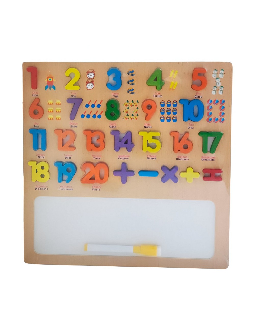 Juego Madera Encastre Tablero Numeros Ingles Didactico
