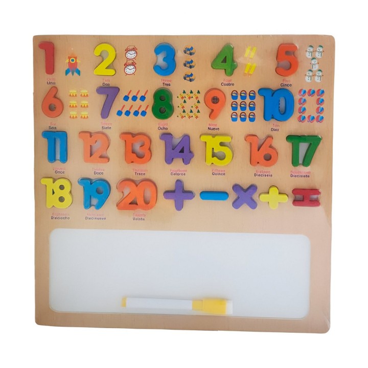 Juego Madera Encastre Tablero Numeros Ingles Didactico