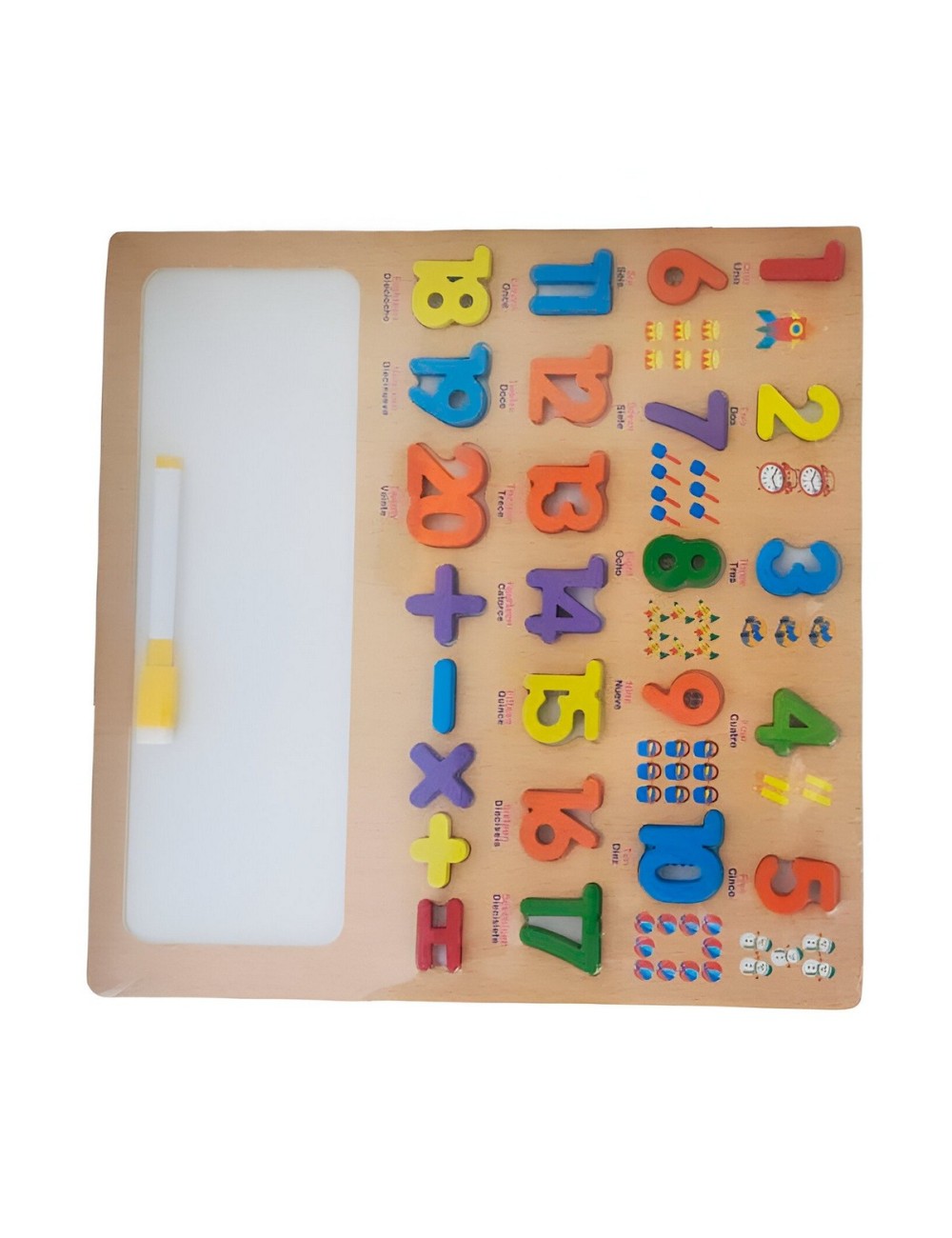 Juego Madera Encastre Tablero Numeros Ingles Didactico