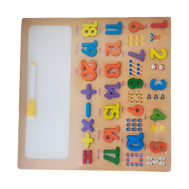 Juego Madera Encastre Tablero Numeros Ingles Didactico