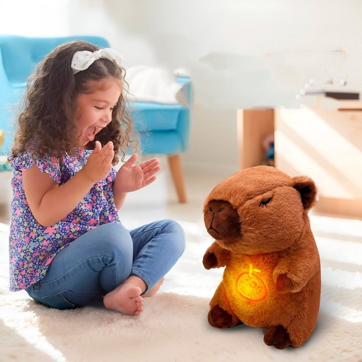 Capibara Peluche Que Respira Sonido Luz Unisex + Bateria