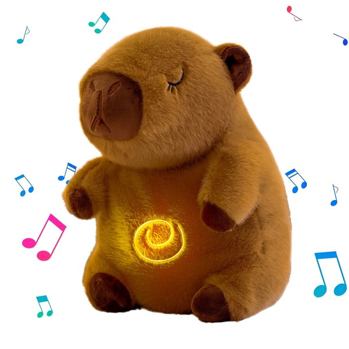 Capibara Peluche Que Respira Sonido Luz Unisex + Bateria