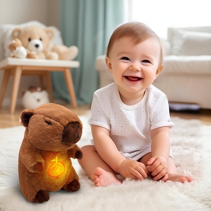 Capibara Peluche Que Respira Sonido Luz Unisex + Bateria
