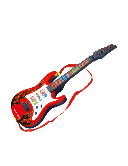 Guitarra De Juguete Niños Rock Luces Sonido Unisex + Bateria