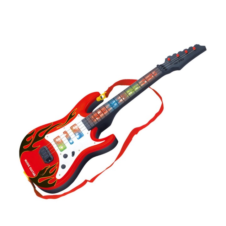 Guitarra De Juguete Niños Rock Luces Sonido Unisex + Bateria
