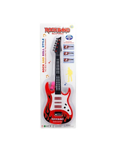 Guitarra De Juguete Niños Rock Luces Sonido Unisex + Bateria