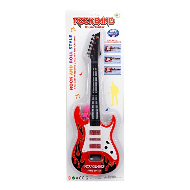 Guitarra De Juguete Niños Rock Luces Sonido Unisex + Bateria