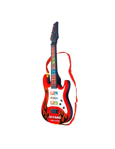 Guitarra De Juguete Niños Rock Luces Sonido Unisex + Bateria