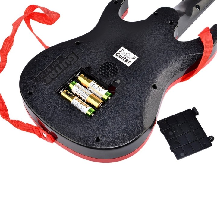 Guitarra De Juguete Niños Rock Luces Sonido Unisex + Bateria