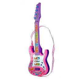 Guitarra De Juguete Niñas Rock Luces Sonido + Bateria