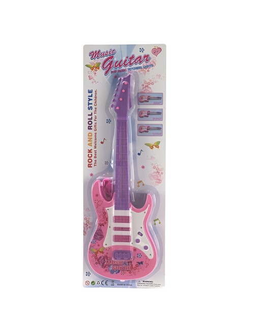 Guitarra De Juguete Niñas Rock Luces Sonido + Bateria