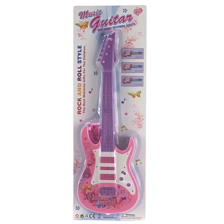 Guitarra De Juguete Niñas Rock Luces Sonido + Bateria