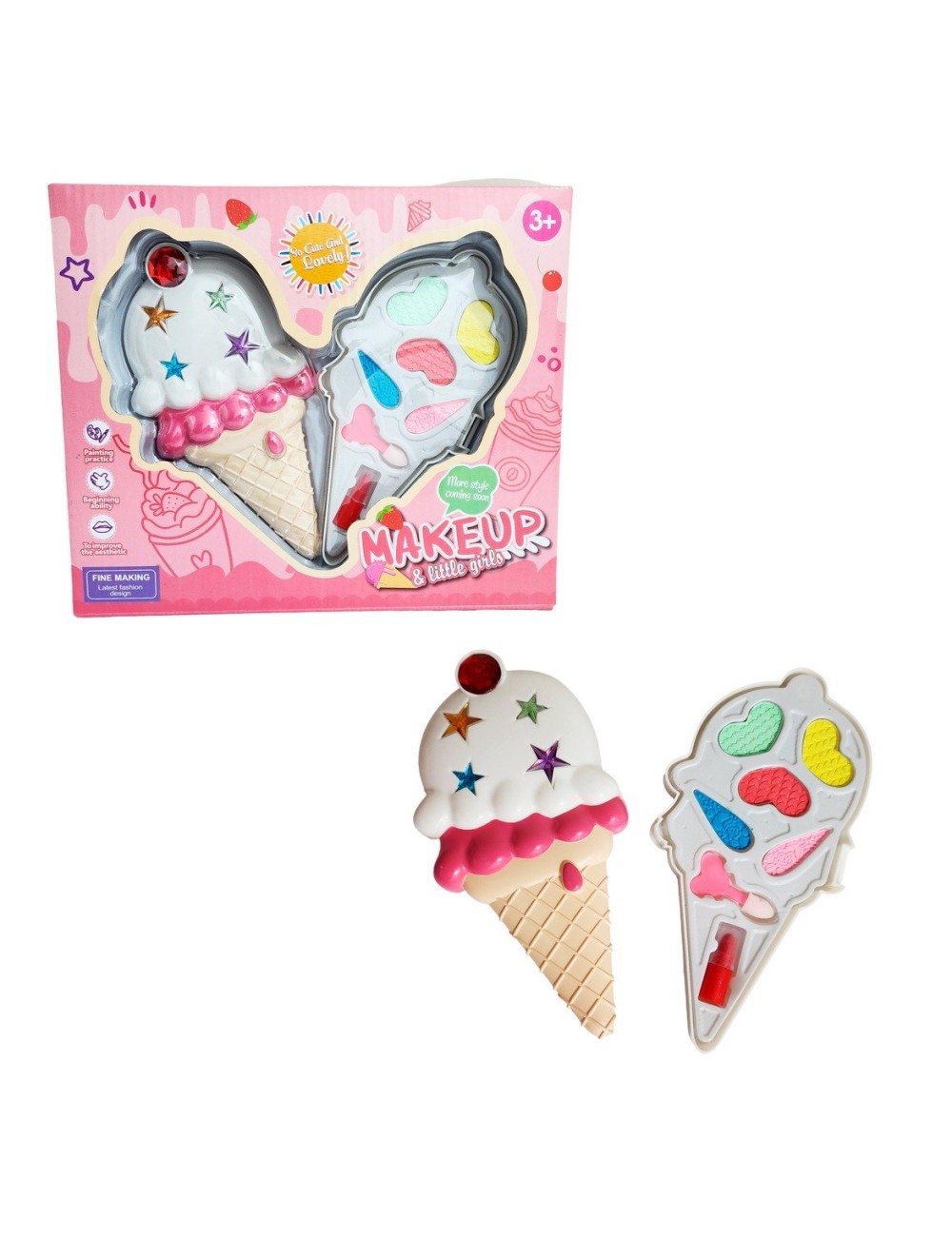Kit De Maquillaje Para Niñas Juguete Princesas Cono Labial