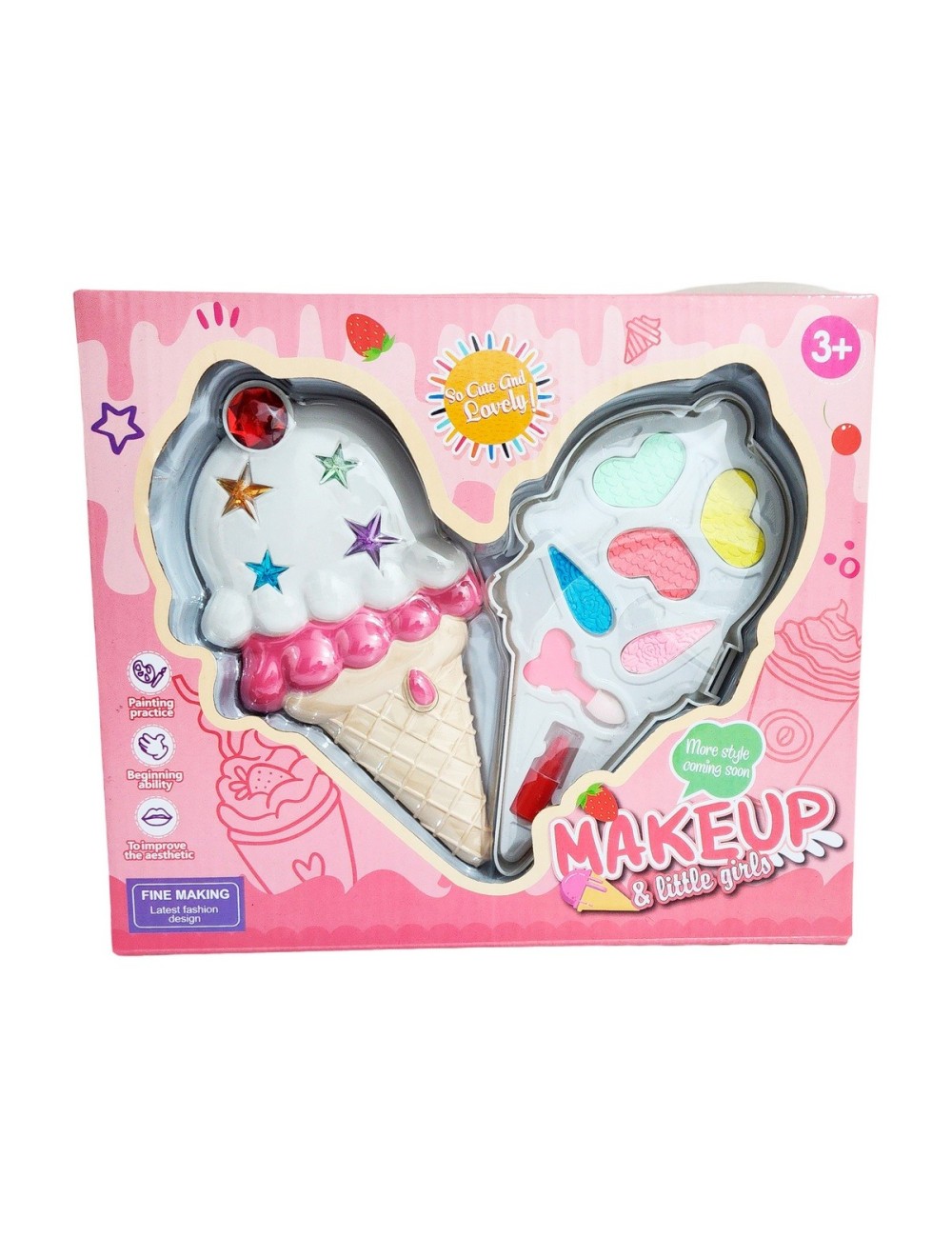 Kit De Maquillaje Para Niñas Juguete Princesas Cono Labial